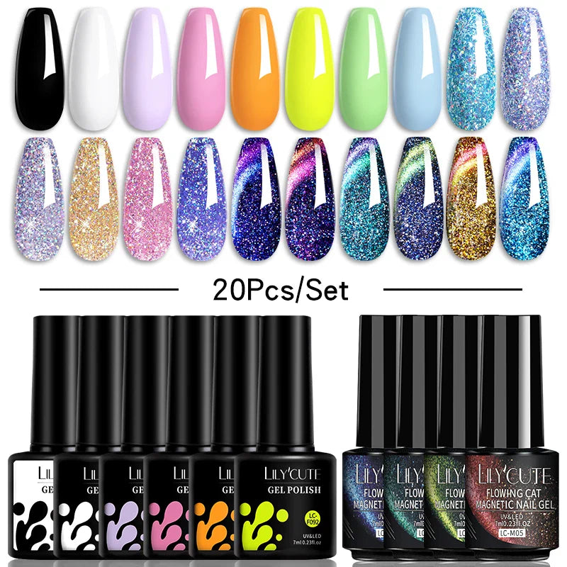 LILYCUTE 112/60/40/20Pcs Colors Gel Nail Polish Set Semi Permanent Soak Off UV Led Nail Art Salon Gel Varnish Hybrid Gel Kit