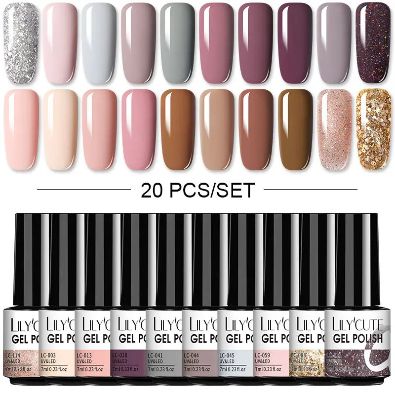 LILYCUTE 112/60/40/20Pcs Colors Gel Nail Polish Set Semi Permanent Soak Off UV Led Nail Art Salon Gel Varnish Hybrid Gel Kit