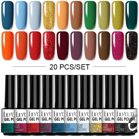 LILYCUTE 112/60/40/20Pcs Colors Gel Nail Polish Set Semi Permanent Soak Off UV Led Nail Art Salon Gel Varnish Hybrid Gel Kit