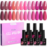 LILYCUTE 12PCs 7ml Spring Macaron Nail Gel Polish Set Semi Permanent UV Gel For Manicure Soak Off Gel Nail Polish Kit Varnishes