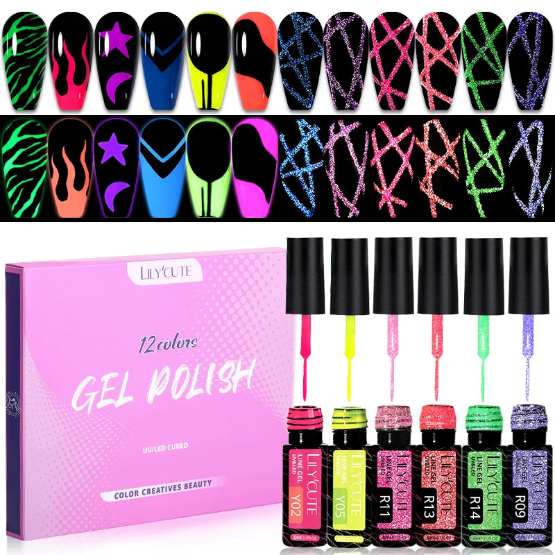 LILYCUTE 12PCs 7ml Spring Macaron Nail Gel Polish Set Semi Permanent UV Gel For Manicure Soak Off Gel Nail Polish Kit Varnishes