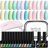 LILYCUTE 12PCs 7ml Spring Macaron Nail Gel Polish Set Semi Permanent UV Gel For Manicure Soak Off Gel Nail Polish Kit Varnishes