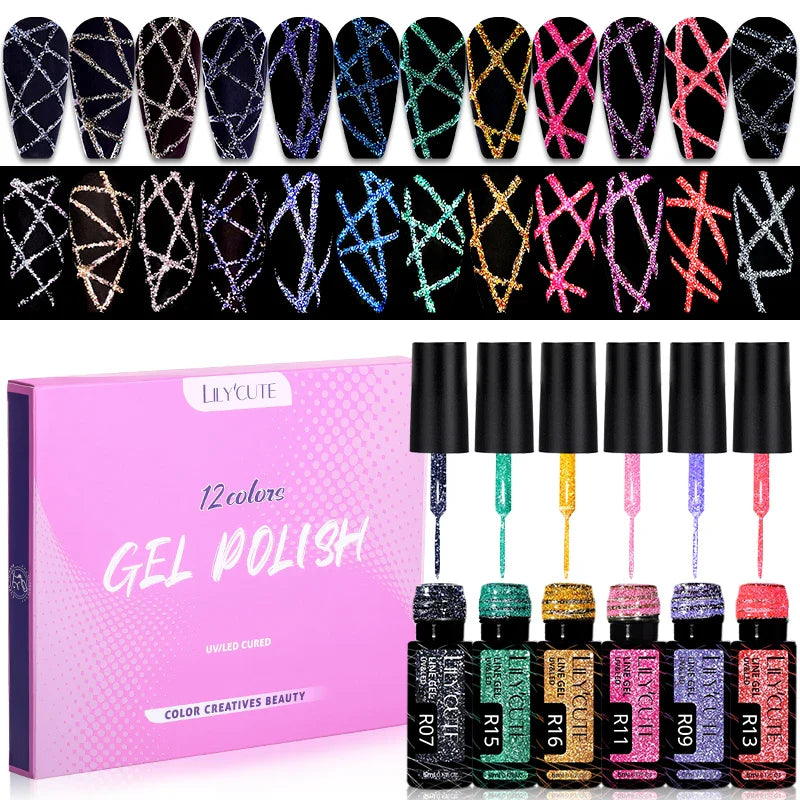 LILYCUTE 12PCs 7ml Spring Macaron Nail Gel Polish Set Semi Permanent UV Gel For Manicure Soak Off Gel Nail Polish Kit Varnishes