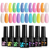 LILYCUTE 12PCs 7ml Spring Macaron Nail Gel Polish Set Semi Permanent UV Gel For Manicure Soak Off Gel Nail Polish Kit Varnishes