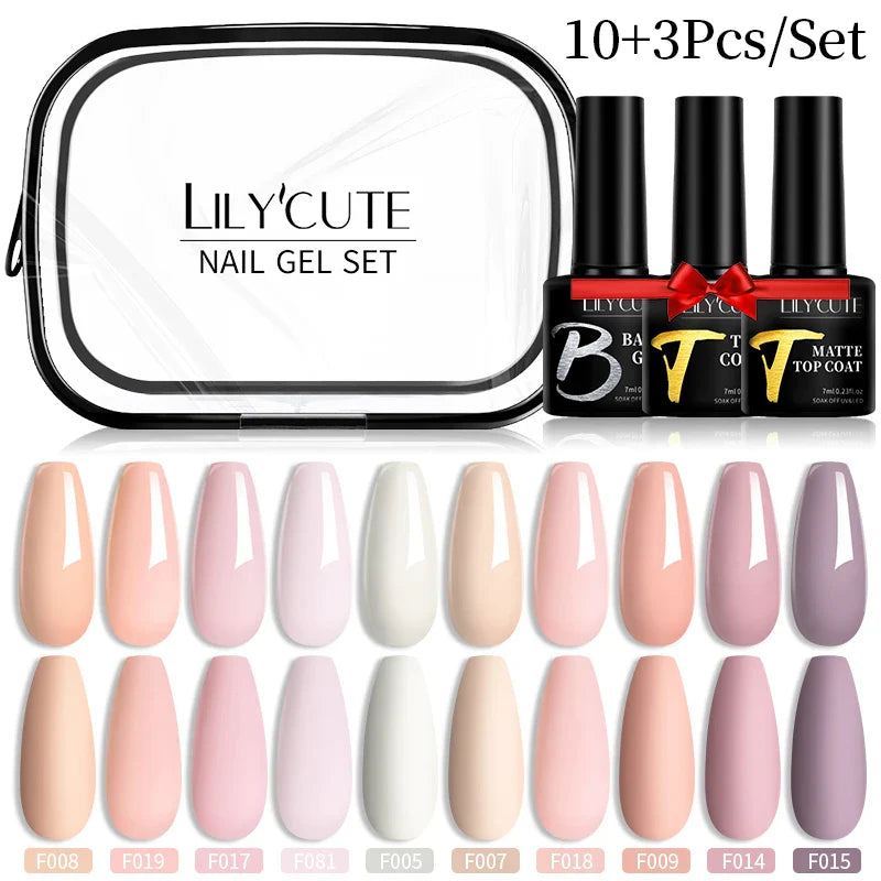 LILYCUTE 12PCs 7ml Spring Macaron Nail Gel Polish Set Semi Permanent UV Gel For Manicure Soak Off Gel Nail Polish Kit Varnishes