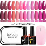 LILYCUTE 12PCs 7ml Spring Macaron Nail Gel Polish Set Semi Permanent UV Gel For Manicure Soak Off Gel Nail Polish Kit Varnishes