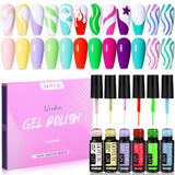 LILYCUTE 12PCs 7ml Spring Macaron Nail Gel Polish Set Semi Permanent UV Gel For Manicure Soak Off Gel Nail Polish Kit Varnishes