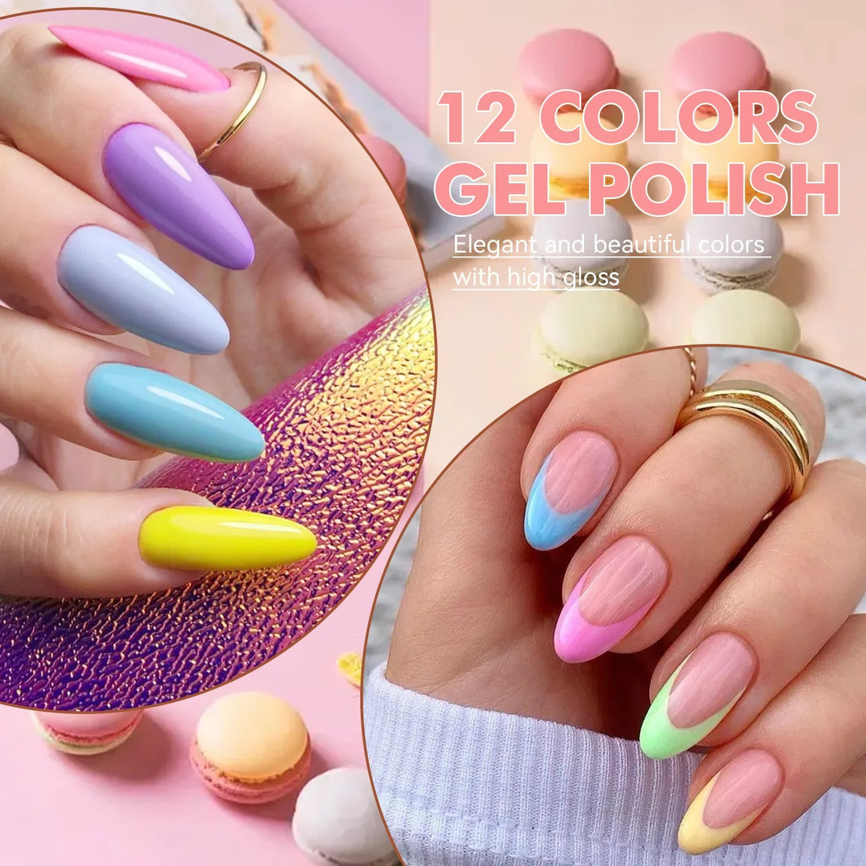 LILYCUTE 12PCs 7ml Spring Macaron Nail Gel Polish Set Semi Permanent UV Gel For Manicure Soak Off Gel Nail Polish Kit Varnishes