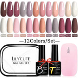 LILYCUTE 12PCs 7ml Spring Macaron Nail Gel Polish Set Semi Permanent UV Gel For Manicure Soak Off Gel Nail Polish Kit Varnishes