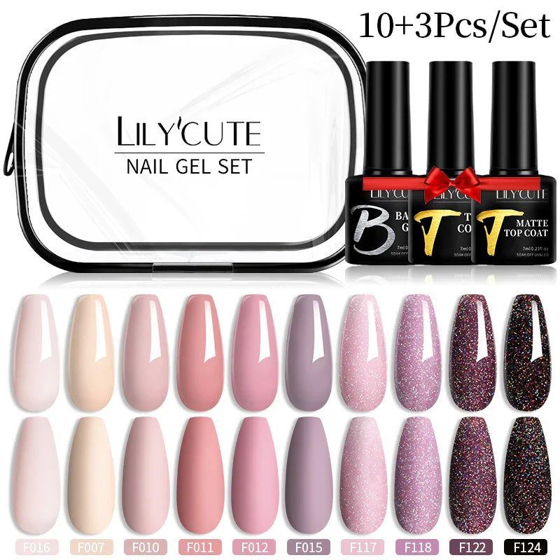 LILYCUTE 12PCs 7ml Spring Macaron Nail Gel Polish Set Semi Permanent UV Gel For Manicure Soak Off Gel Nail Polish Kit Varnishes