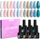 LILYCUTE 12PCs 7ml Spring Macaron Nail Gel Polish Set Semi Permanent UV Gel For Manicure Soak Off Gel Nail Polish Kit Varnishes