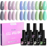 LILYCUTE 12PCs 7ml Spring Macaron Nail Gel Polish Set Semi Permanent UV Gel For Manicure Soak Off Gel Nail Polish Kit Varnishes