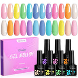 LILYCUTE 12PCs 7ml Spring Macaron Nail Gel Polish Set Semi Permanent UV Gel For Manicure Soak Off Gel Nail Polish Kit Varnishes