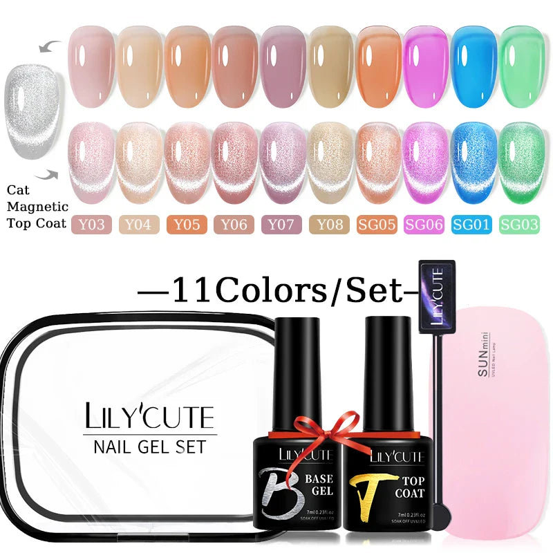 LILYCUTE 12PCs 7ml Spring Macaron Nail Gel Polish Set Semi Permanent UV Gel For Manicure Soak Off Gel Nail Polish Kit Varnishes