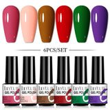 LILYCUTE 6Pcs/Set Nail Gel Polish Summer Neon Colorful Glitter For Manicure Semi Permanent Soak Off Gel UV LED Varnishes Kit