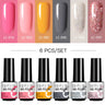 LILYCUTE 6Pcs/Set Nail Gel Polish Summer Neon Colorful Glitter For Manicure Semi Permanent Soak Off Gel UV LED Varnishes Kit