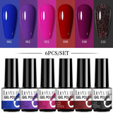 LILYCUTE 6Pcs/Set Nail Gel Polish Summer Neon Colorful Glitter For Manicure Semi Permanent Soak Off Gel UV LED Varnishes Kit