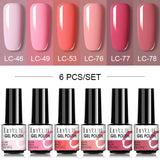 LILYCUTE 6Pcs/Set Nail Gel Polish Summer Neon Colorful Glitter For Manicure Semi Permanent Soak Off Gel UV LED Varnishes Kit