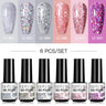 LILYCUTE 6Pcs/Set Nail Gel Polish Summer Neon Colorful Glitter For Manicure Semi Permanent Soak Off Gel UV LED Varnishes Kit