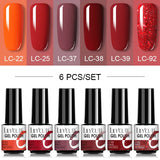 LILYCUTE 6Pcs/Set Nail Gel Polish Summer Neon Colorful Glitter For Manicure Semi Permanent Soak Off Gel UV LED Varnishes Kit