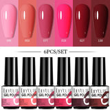 LILYCUTE 6Pcs/Set Nail Gel Polish Summer Neon Colorful Glitter For Manicure Semi Permanent Soak Off Gel UV LED Varnishes Kit