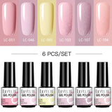 LILYCUTE 6Pcs/Set Nail Gel Polish Summer Neon Colorful Glitter For Manicure Semi Permanent Soak Off Gel UV LED Varnishes Kit