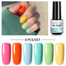 LILYCUTE 6Pcs/Set Nail Gel Polish Summer Neon Colorful Glitter For Manicure Semi Permanent Soak Off Gel UV LED Varnishes Kit