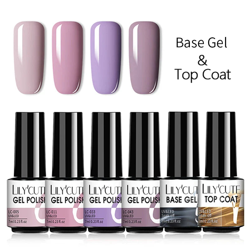 LILYCUTE 6Pcs/Set Nail Gel Polish Summer Neon Colorful Glitter For Manicure Semi Permanent Soak Off Gel UV LED Varnishes Kit