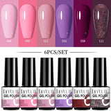 LILYCUTE 6Pcs/Set Nail Gel Polish Summer Neon Colorful Glitter For Manicure Semi Permanent Soak Off Gel UV LED Varnishes Kit
