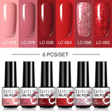 LILYCUTE 6Pcs/Set Nail Gel Polish Summer Neon Colorful Glitter For Manicure Semi Permanent Soak Off Gel UV LED Varnishes Kit