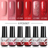 LILYCUTE 6Pcs/Set Nail Gel Polish Summer Neon Colorful Glitter For Manicure Semi Permanent Soak Off Gel UV LED Varnishes Kit