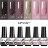 LILYCUTE 6Pcs/Set Nail Gel Polish Summer Neon Colorful Glitter For Manicure Semi Permanent Soak Off Gel UV LED Varnishes Kit