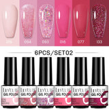 LILYCUTE 6Pcs/Set Nail Gel Polish Summer Neon Colorful Glitter For Manicure Semi Permanent Soak Off Gel UV LED Varnishes Kit