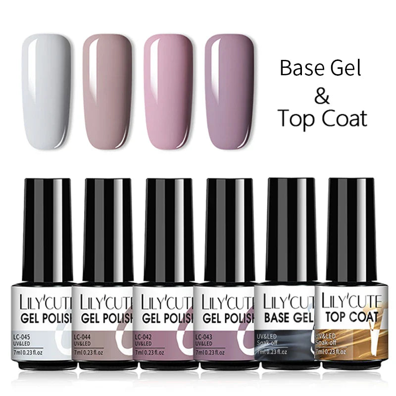 LILYCUTE 6Pcs/Set Nail Gel Polish Summer Neon Colorful Glitter For Manicure Semi Permanent Soak Off Gel UV LED Varnishes Kit