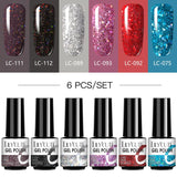 LILYCUTE 6Pcs/Set Nail Gel Polish Summer Neon Colorful Glitter For Manicure Semi Permanent Soak Off Gel UV LED Varnishes Kit