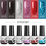 LILYCUTE 6Pcs/Set Nail Gel Polish Summer Neon Colorful Glitter For Manicure Semi Permanent Soak Off Gel UV LED Varnishes Kit