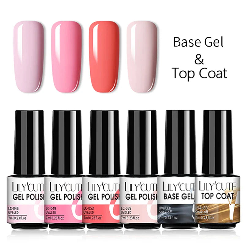LILYCUTE 6Pcs/Set Nail Gel Polish Summer Neon Colorful Glitter For Manicure Semi Permanent Soak Off Gel UV LED Varnishes Kit