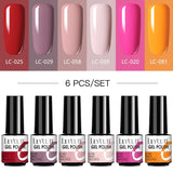 LILYCUTE 6Pcs/Set Nail Gel Polish Summer Neon Colorful Glitter For Manicure Semi Permanent Soak Off Gel UV LED Varnishes Kit