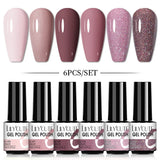 LILYCUTE 6Pcs/Set Nail Gel Polish Summer Neon Colorful Glitter For Manicure Semi Permanent Soak Off Gel UV LED Varnishes Kit