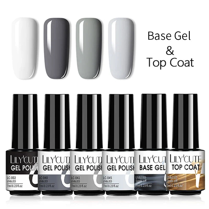 LILYCUTE 6Pcs/Set Nail Gel Polish Summer Neon Colorful Glitter For Manicure Semi Permanent Soak Off Gel UV LED Varnishes Kit