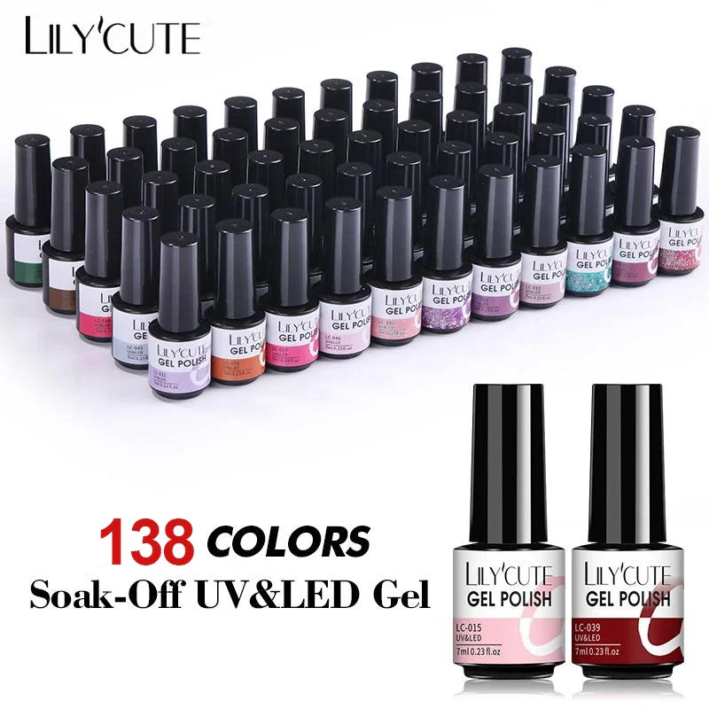 LILYCUTE 6Pcs/Set Nail Gel Polish Summer Neon Colorful Glitter For Manicure Semi Permanent Soak Off Gel UV LED Varnishes Kit