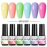 LILYCUTE 6Pcs/Set Nail Gel Polish Summer Neon Colorful Glitter For Manicure Semi Permanent Soak Off Gel UV LED Varnishes Kit