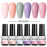 LILYCUTE 6Pcs/Set Nail Gel Polish Summer Neon Colorful Glitter For Manicure Semi Permanent Soak Off Gel UV LED Varnishes Kit