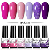 LILYCUTE 6Pcs/Set Nail Gel Polish Summer Neon Colorful Glitter For Manicure Semi Permanent Soak Off Gel UV LED Varnishes Kit