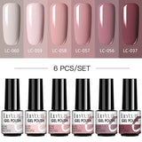 LILYCUTE 6Pcs/Set Nail Gel Polish Summer Neon Colorful Glitter For Manicure Semi Permanent Soak Off Gel UV LED Varnishes Kit