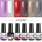 LILYCUTE 6Pcs/Set Nail Gel Polish Summer Neon Colorful Glitter For Manicure Semi Permanent Soak Off Gel UV LED Varnishes Kit