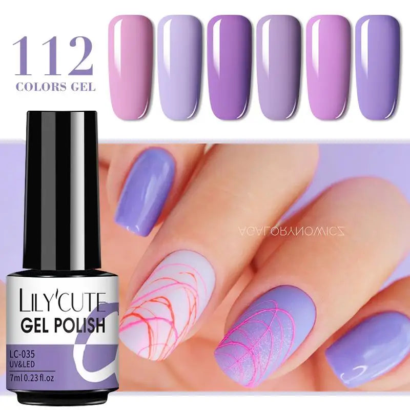 LILYCUTE 6Pcs/Set Nail Gel Polish Summer Neon Colorful Glitter For Manicure Semi Permanent Soak Off Gel UV LED Varnishes Kit