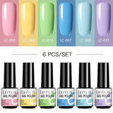 LILYCUTE 6Pcs/Set Nail Gel Polish Summer Neon Colorful Glitter For Manicure Semi Permanent Soak Off Gel UV LED Varnishes Kit