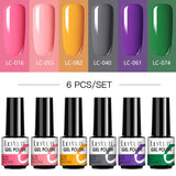 LILYCUTE 6Pcs/Set Nail Gel Polish Summer Neon Colorful Glitter For Manicure Semi Permanent Soak Off Gel UV LED Varnishes Kit