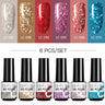 LILYCUTE 6Pcs/Set Nail Gel Polish Summer Neon Colorful Glitter For Manicure Semi Permanent Soak Off Gel UV LED Varnishes Kit